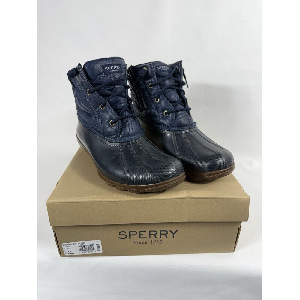 SPERRY Womans Nylon Quilted Saltwater Duck Boots - Size 8 Blue‎